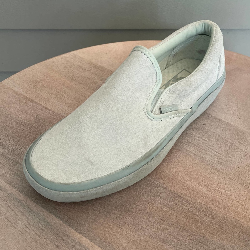 Vans Women's Size 6.5 Men's 5 Classic Slip On Baby Blue Suede Teal Sneaker Shoes